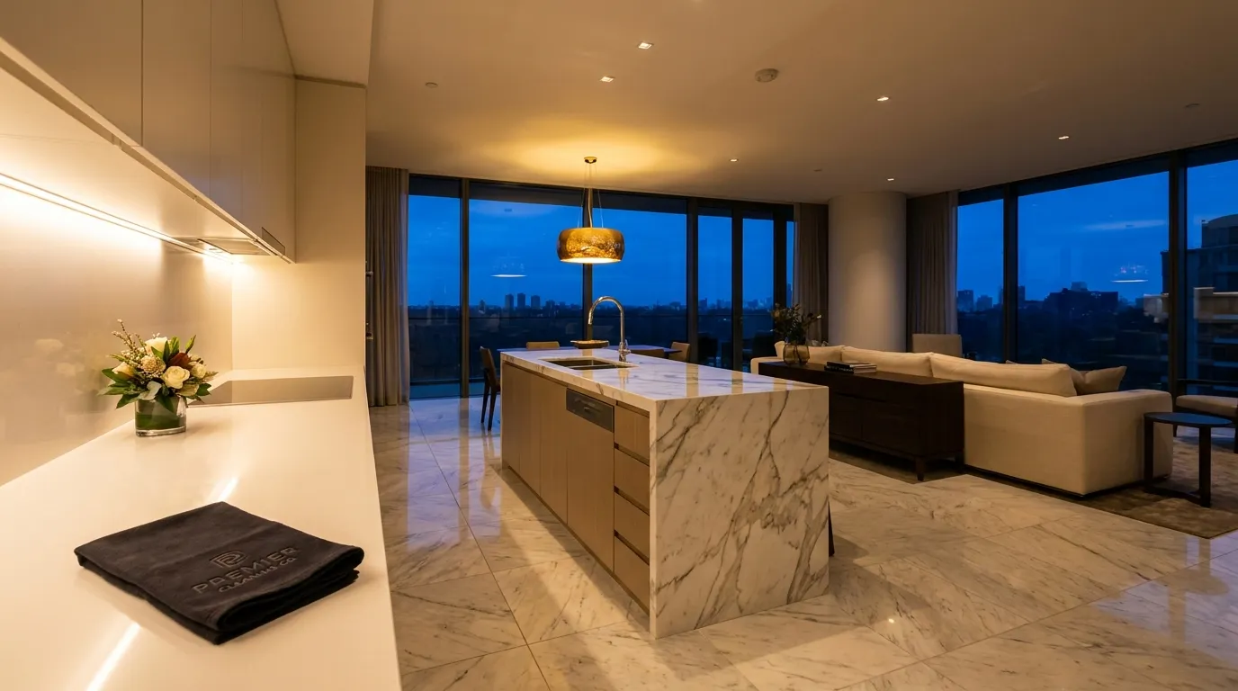 Spotless modern home interior after professional cleaning